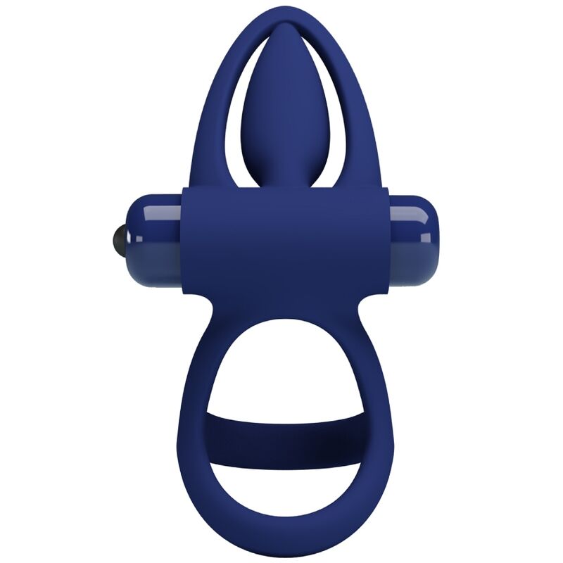 PRETTY LOVE - Mat Double Ring With Vibration & Stimulator Blauw