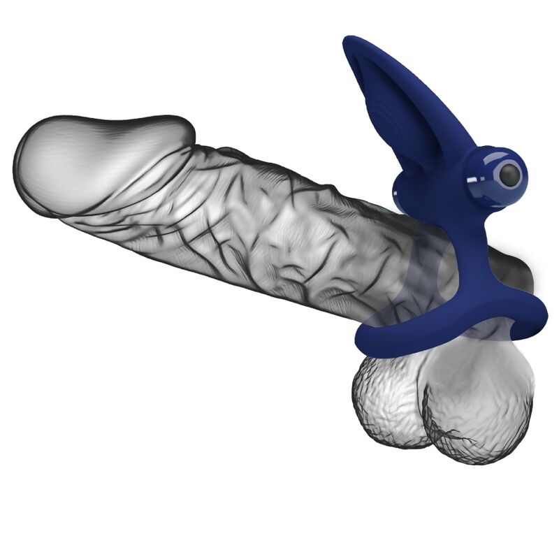 PRETTY LOVE - Mat Double Ring With Vibration & Stimulator Blauw