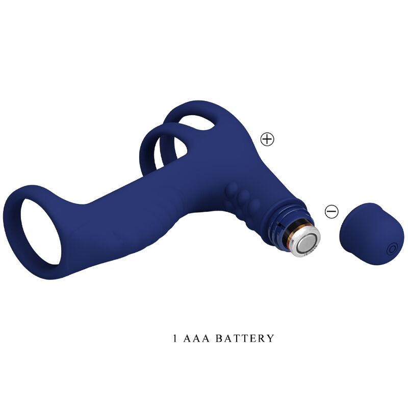 PRETTY LOVE - Elish Vibrating Ring With Extension Blue