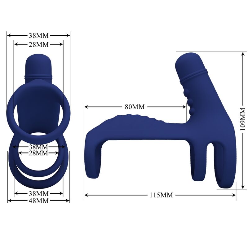 PRETTY LOVE - Elish Vibrating Ring With Extension Blue