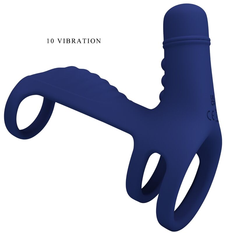 PRETTY LOVE - Elish Vibrating Ring With Extension Blue