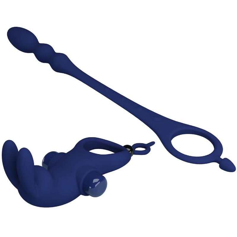 PRETTY LOVE - Ayad Rabbit Vibrator Ring With Plug Blauw