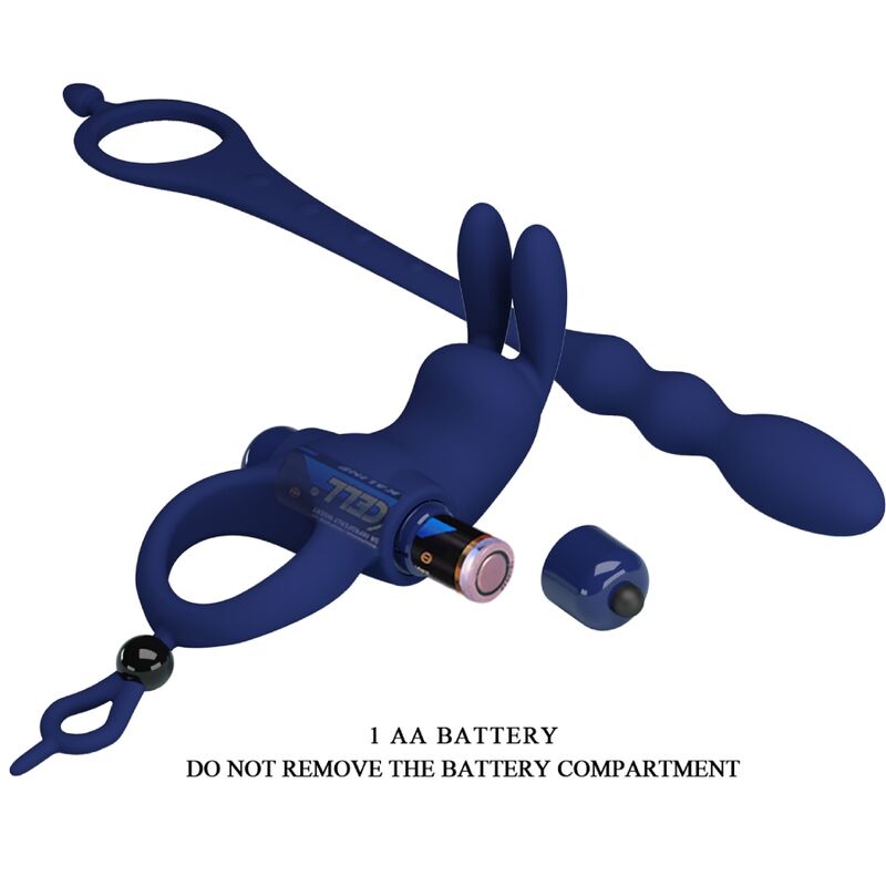 PRETTY LOVE - Ayad Rabbit Vibrator Ring With Plug Blauw