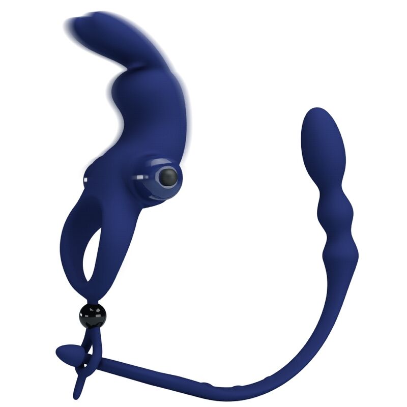 PRETTY LOVE - Ayad Rabbit Vibrator Ring With Plug Blauw