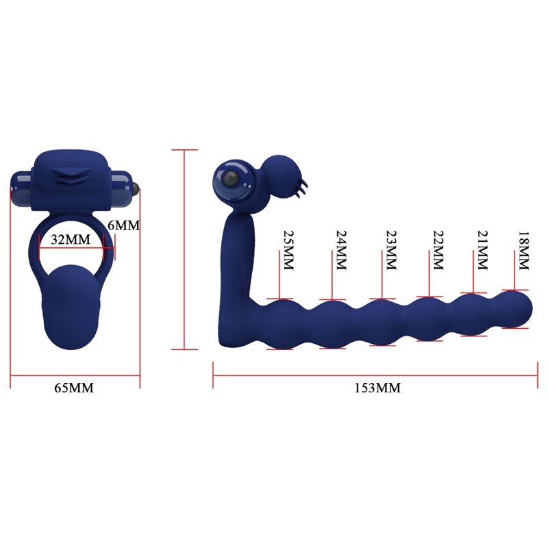 PRETTY LOVE - Ajmal Vibrating Ring With Plug Blauw