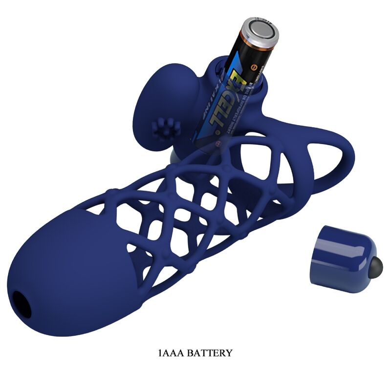 PRETTY LOVE - Giann Vibrator Ring With Silicone Sheath Blue