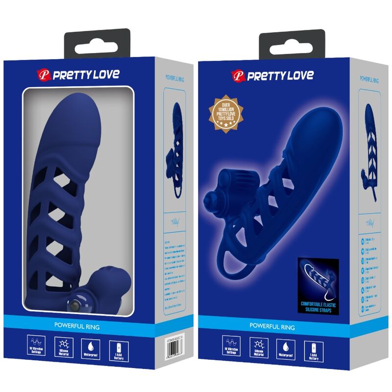 PRETTY LOVE - Altaf Vibrator Ring With Silicone Sheath Blauw