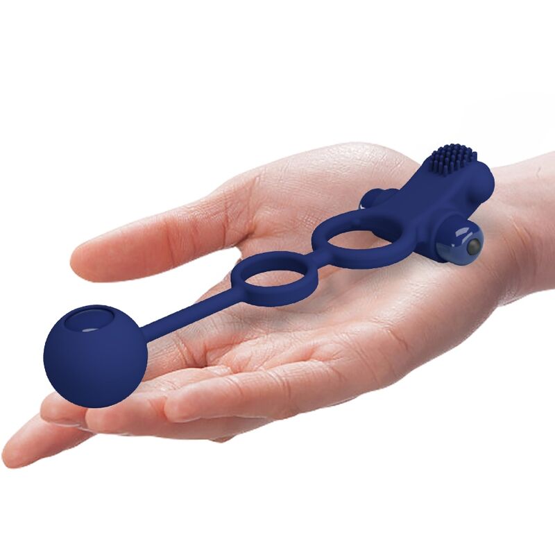 PRETTY LOVE - Remington Double Vibrating Ring With Plug Blue