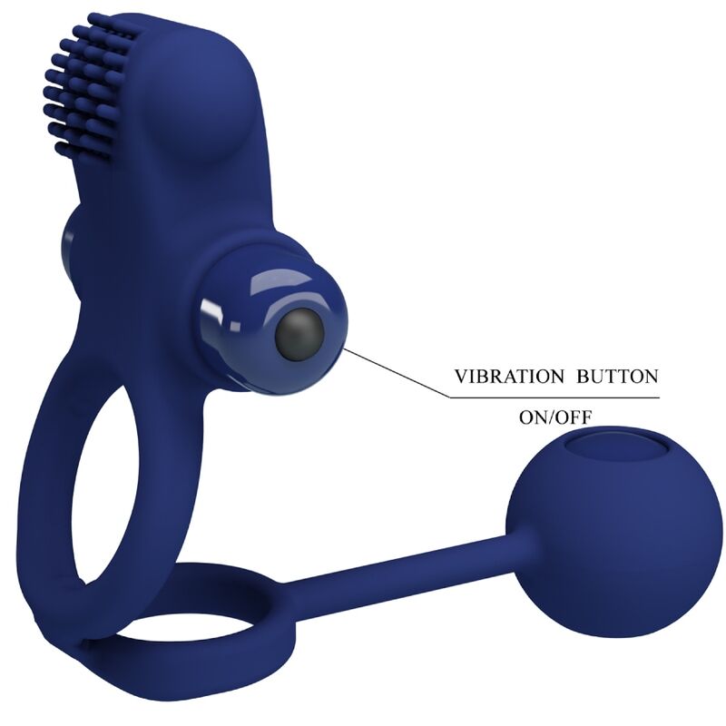 PRETTY LOVE - Remington Double Vibrating Ring With Plug Blue