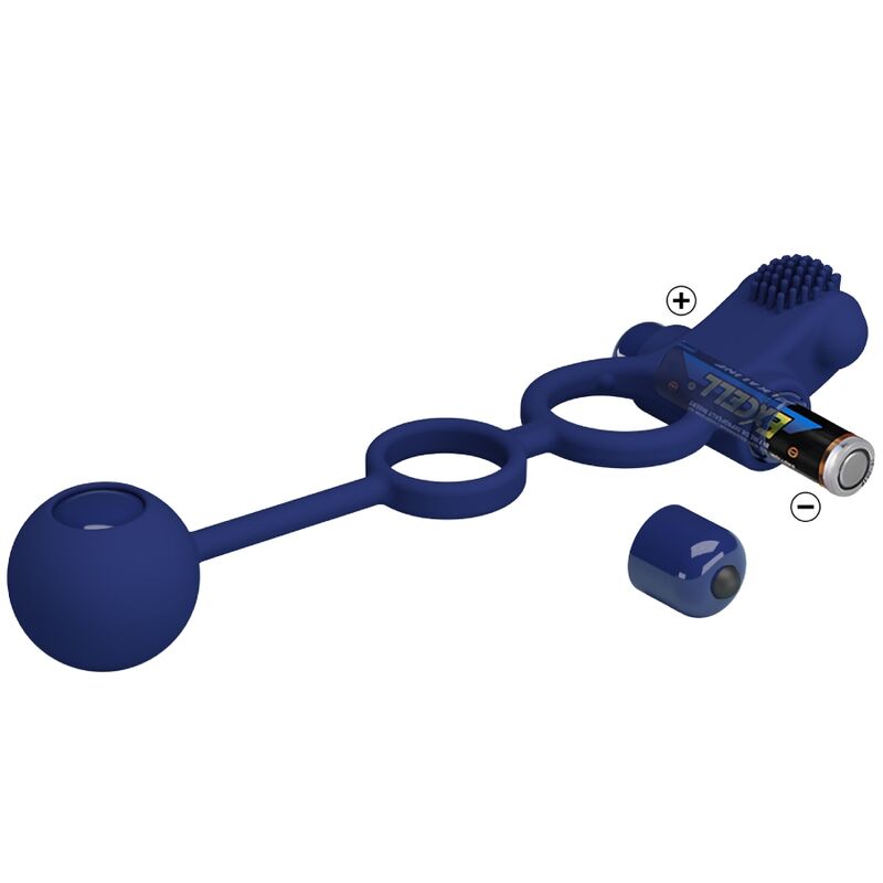 PRETTY LOVE - Remington Double Vibrating Ring With Plug Blue