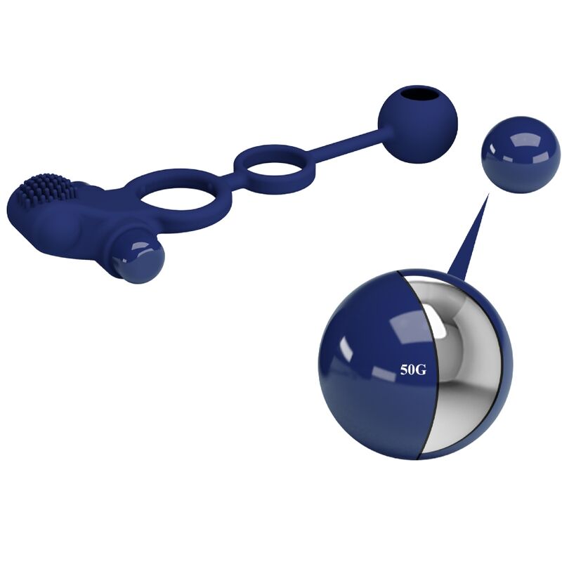 PRETTY LOVE - Remington Double Vibrating Ring With Plug Blue