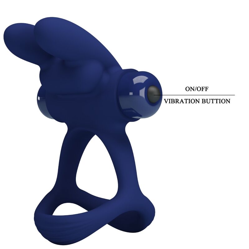 PRETTY LOVE - Francisco Double Vibrating Ring Rabbit Blauw