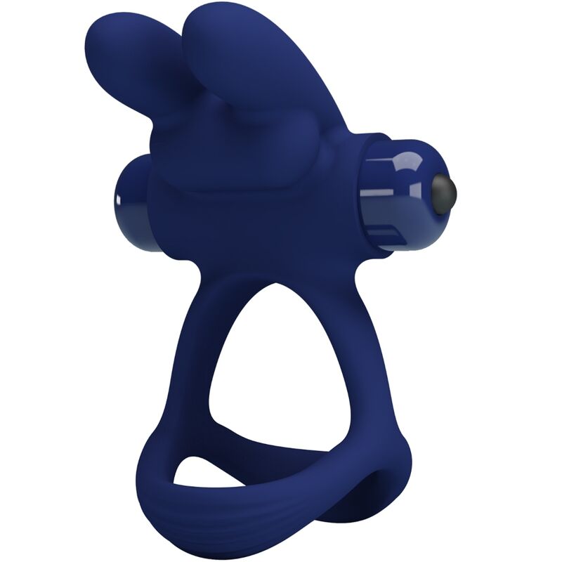 PRETTY LOVE - Francisco Double Vibrating Ring Rabbit Blauw