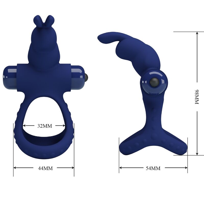 PRETTY LOVE - Luchito Double Vibrating Ring Rabbit Blauw