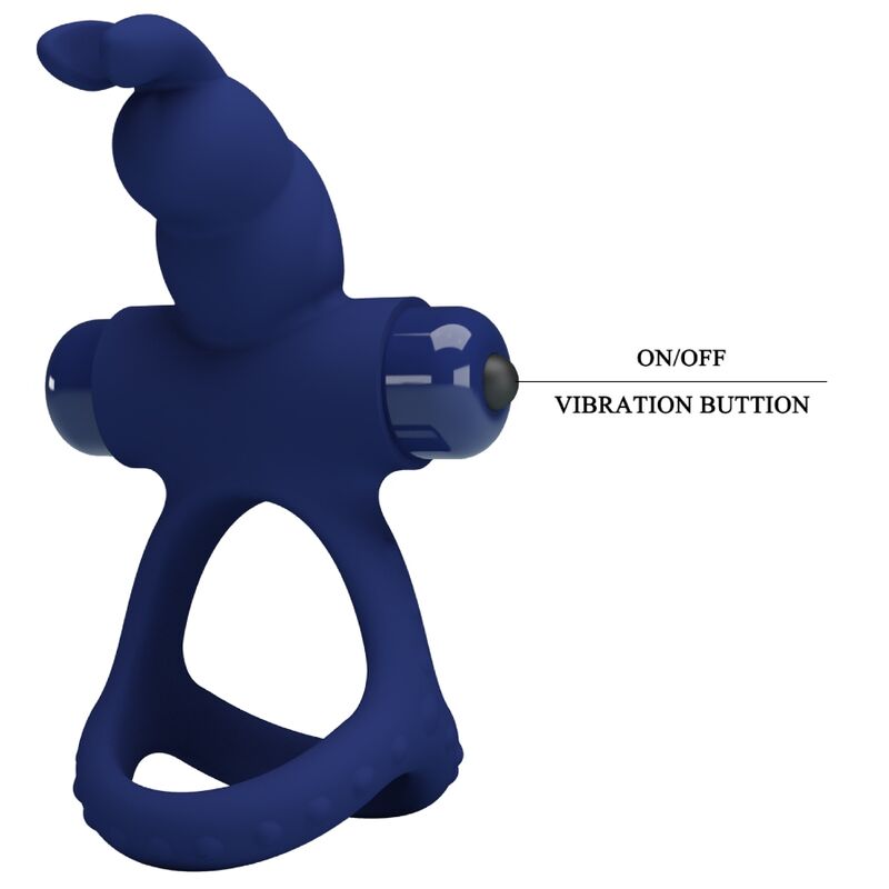 PRETTY LOVE - Luchito Double Vibrating Ring Rabbit Blauw