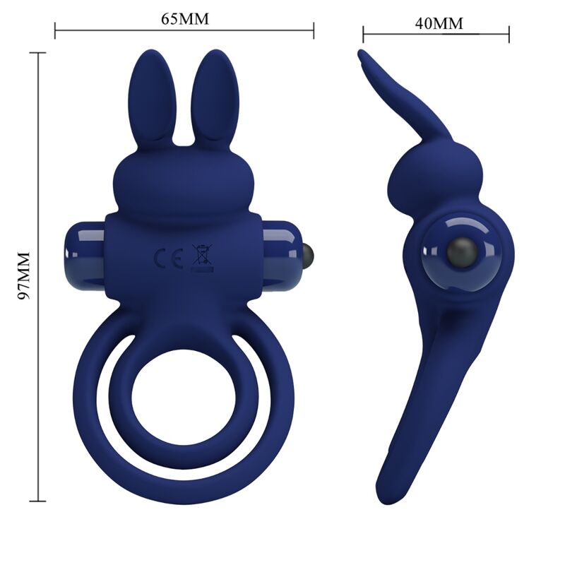 PRETTY LOVE - Darey Double Vibrating Ring Rabbit Blauw