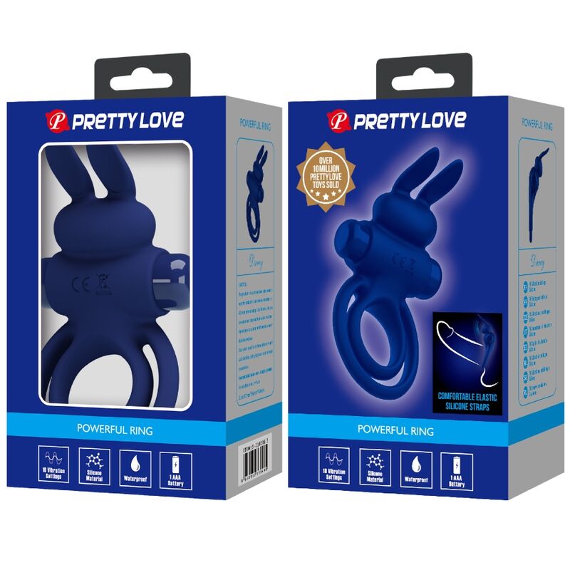 PRETTY LOVE - Darey Double Vibrating Ring Rabbit Blauw