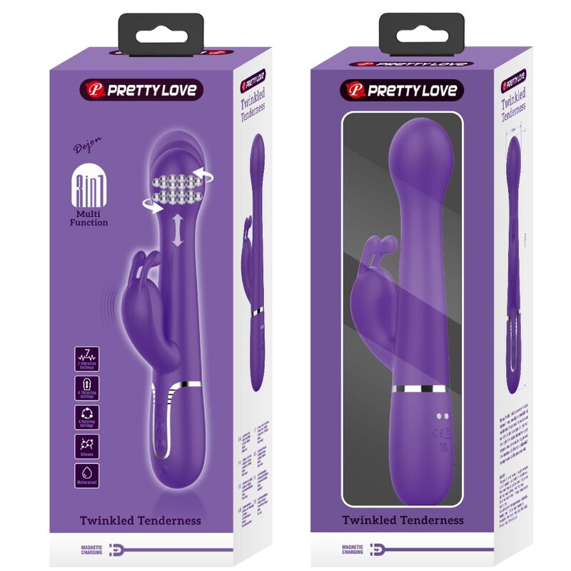 PRETTY LOVE - Dejon Rabbit Vibrator 3 In 1 Multifunction Purple
