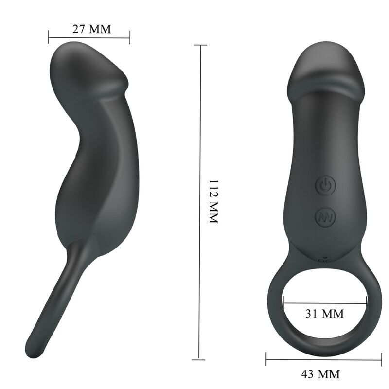 PRETTY LOVE - Trae Vibrating Zwart Ring With Stimulator