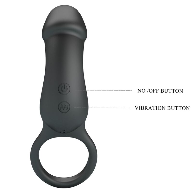 PRETTY LOVE - Trae Vibrating Zwart Ring With Stimulator