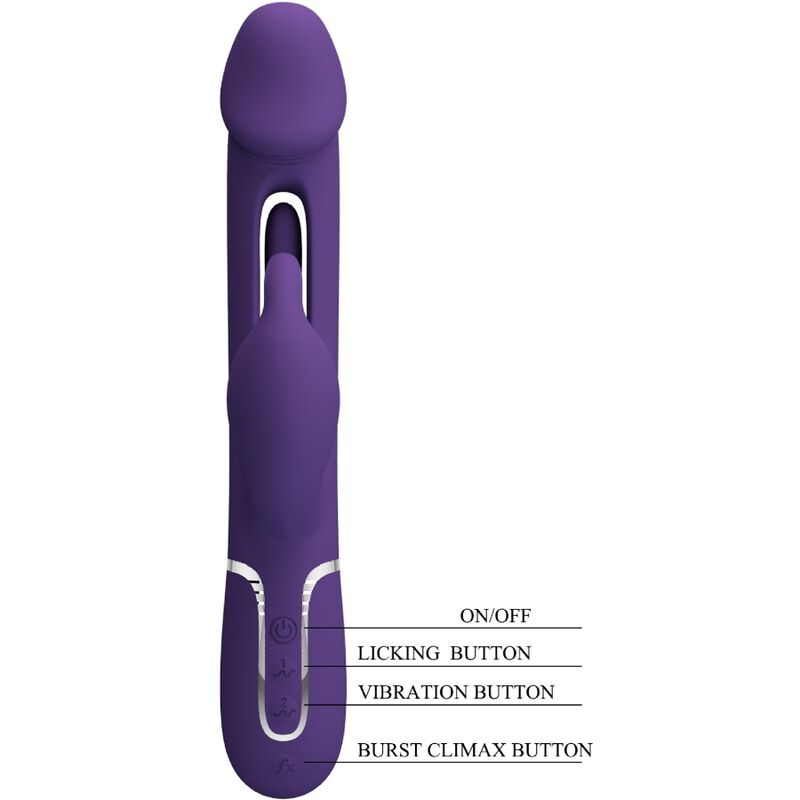 PRETTY LOVE - Kampas Rabbit 3 In 1 Multifunction Vibrator With Tongue Violet