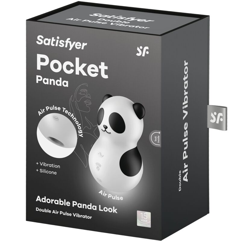 Satisfyer - Pocket Panda Stimulator & Vibrator Black and White