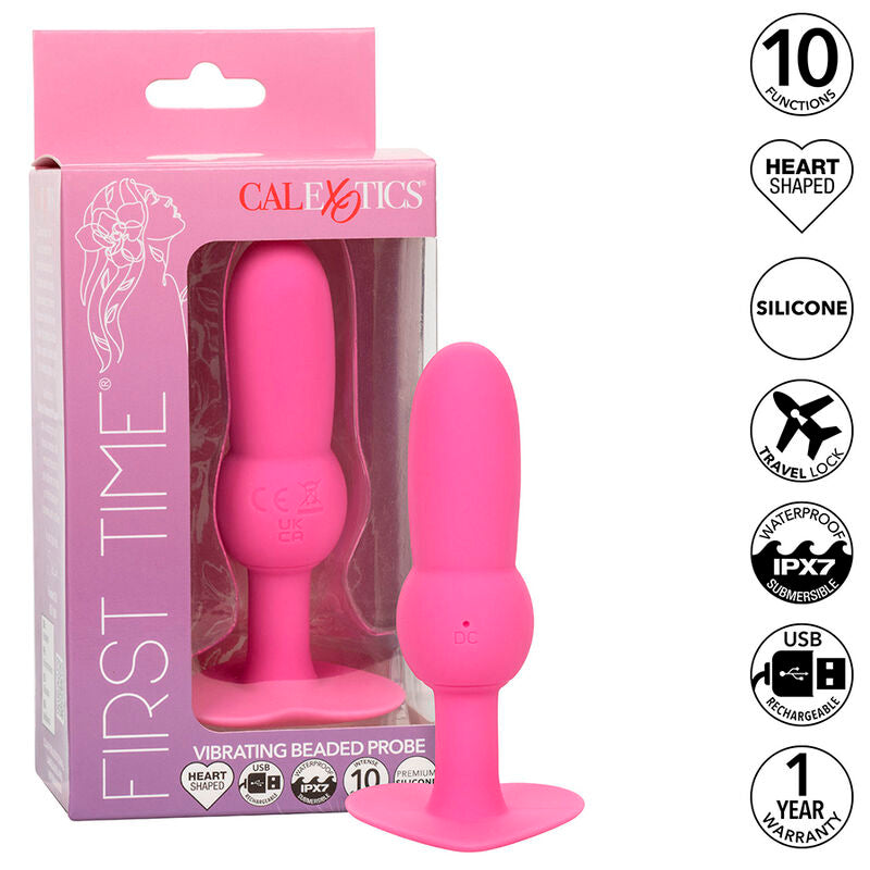 CalExotics - First Time Anal Plug Beaded Probe 10 Vibrations Pink