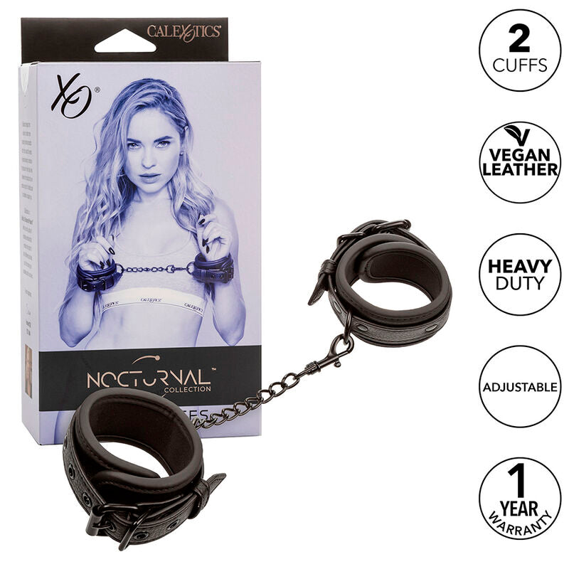 CalExotics - Nocturnal Leather Wrist Cuffs Adjustable Black