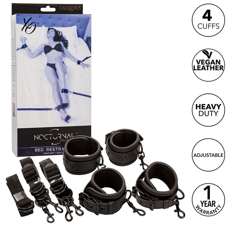 CalExotics - Nocturnal Bed Restraints Leather Adjustable Black