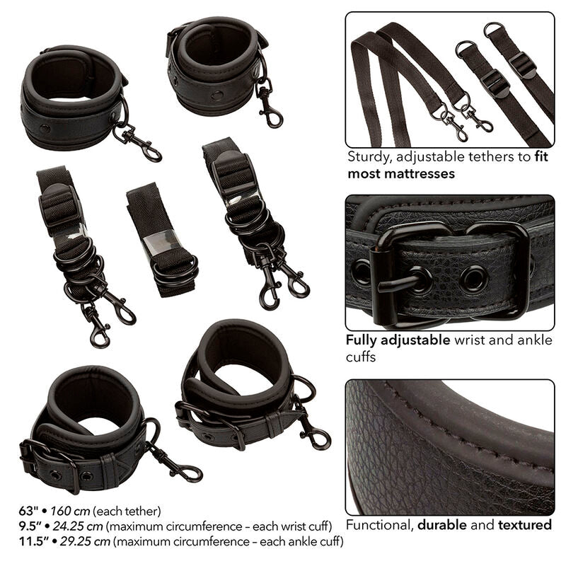 CalExotics - Nocturnal Bed Restraints Leather Adjustable Black