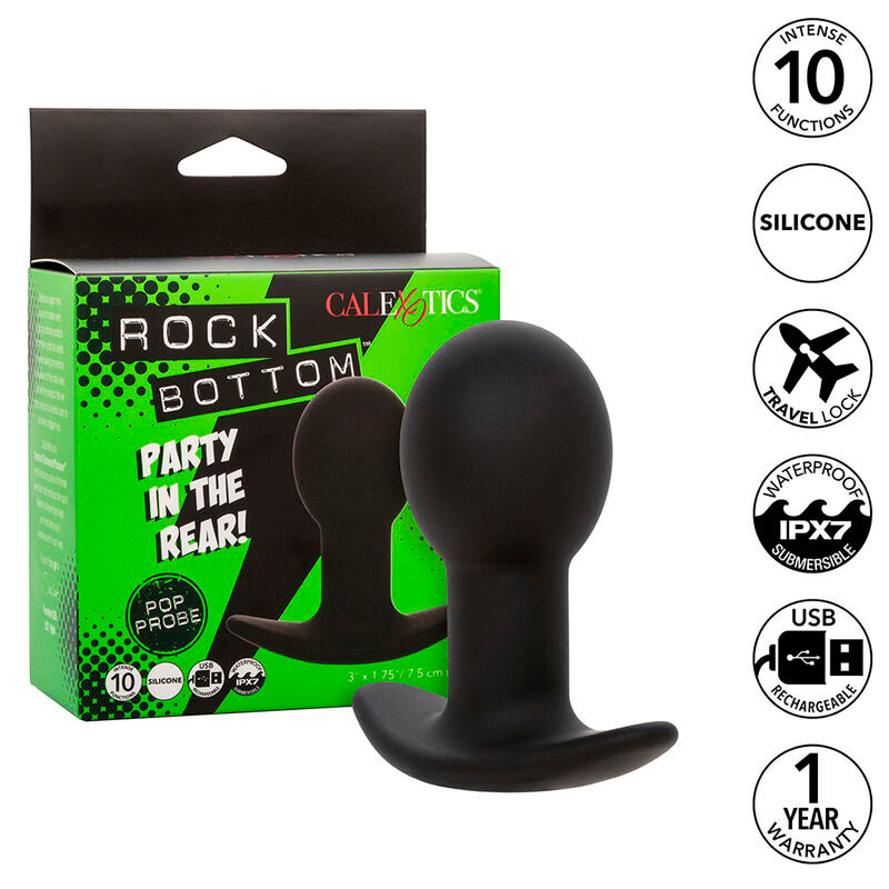 CalExotics - Rock Bottom Anaal Plug 10 Vibraties Siliconen Zwart