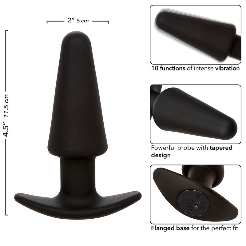 CalExotics - Rock Bottom Tapered Anal Plug 10 Vibraties Siliconen Zwart