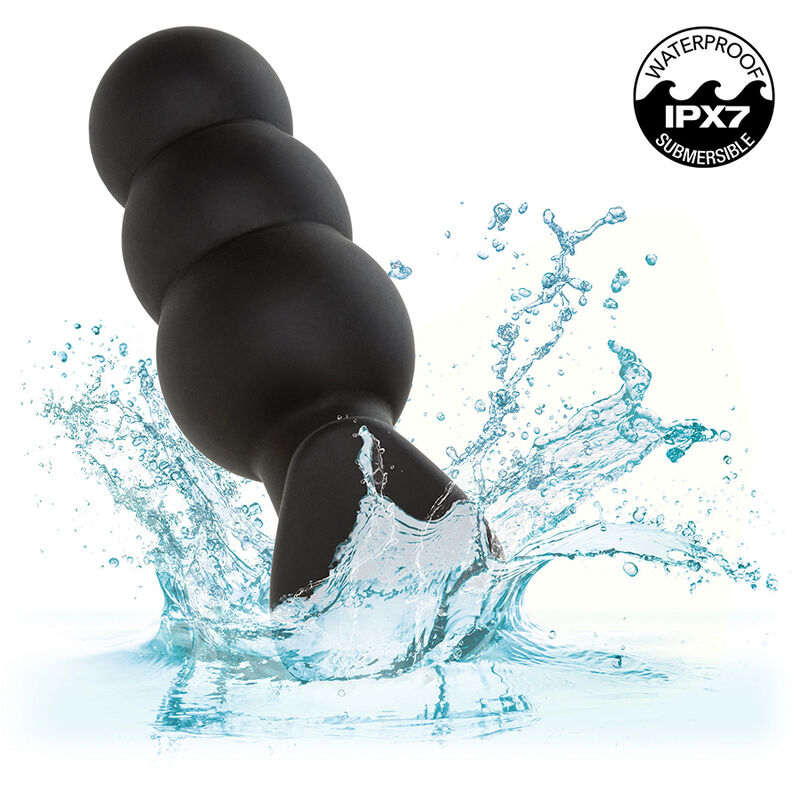CalExotics - Rock Bottom Anaal Plug Met Kralen 10 Vibraties Siliconen Zwart