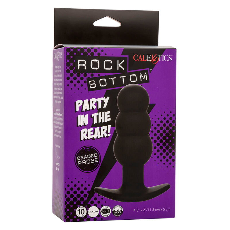 CalExotics - Rock Bottom Anaal Plug Met Kralen 10 Vibraties Siliconen Zwart