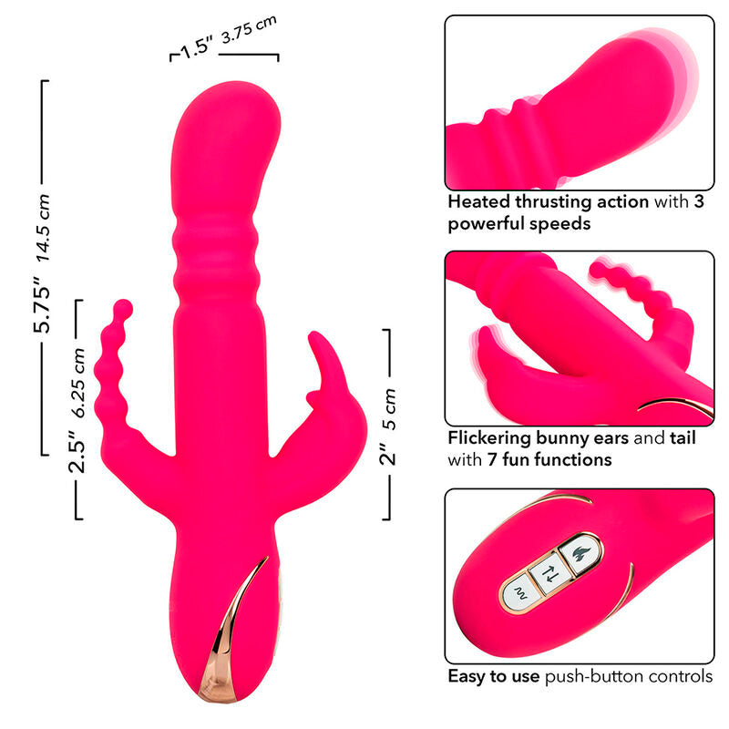 CalExotics - Jack Fantasy Triple Verwarmbare Vibrator Konijn Roze