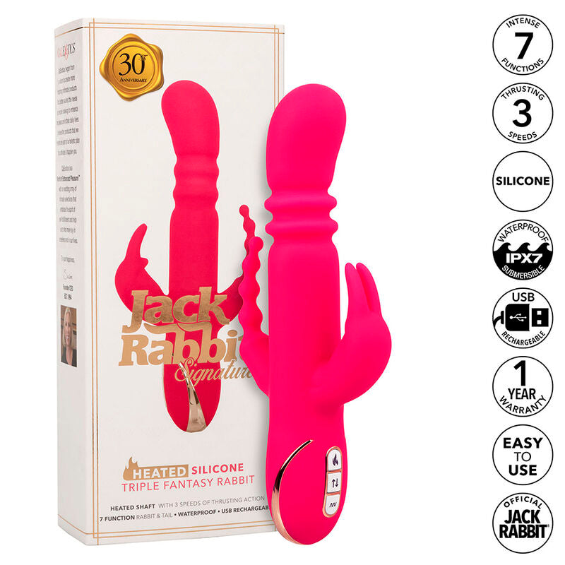 CalExotics - Jack Fantasy Triple Verwarmbare Vibrator Konijn Roze