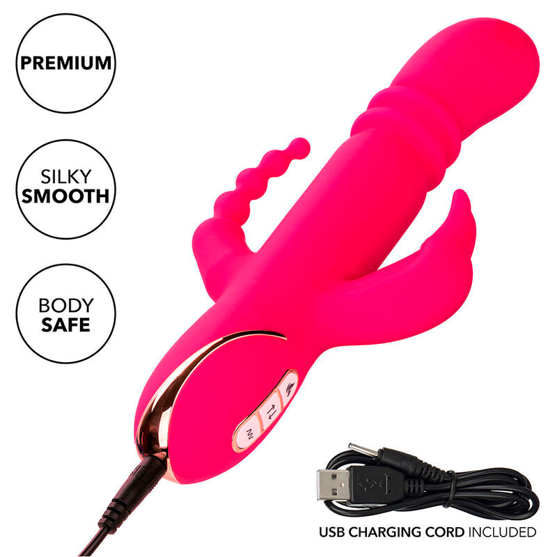 CalExotics - Jack Fantasy Triple Verwarmbare Vibrator Konijn Roze