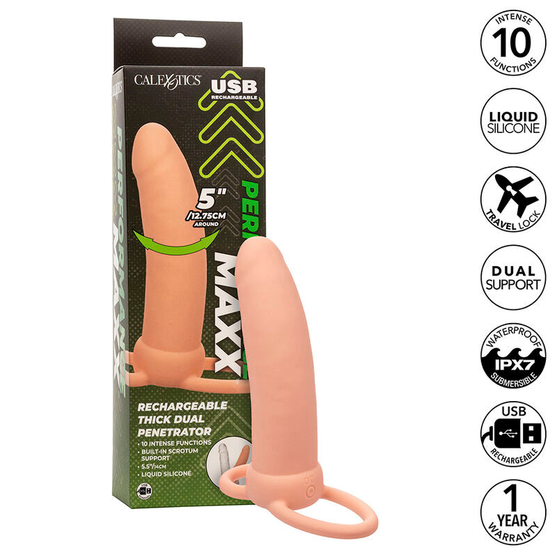 CalExotics - Maxx Thick Dual Penetrator 10 Vibrations Flesh