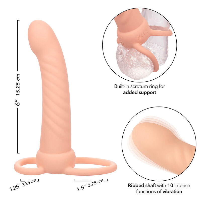CalExotics - Maxx Dubbel Geribbeld Penetrator 10 Trillingen Natuurlijk