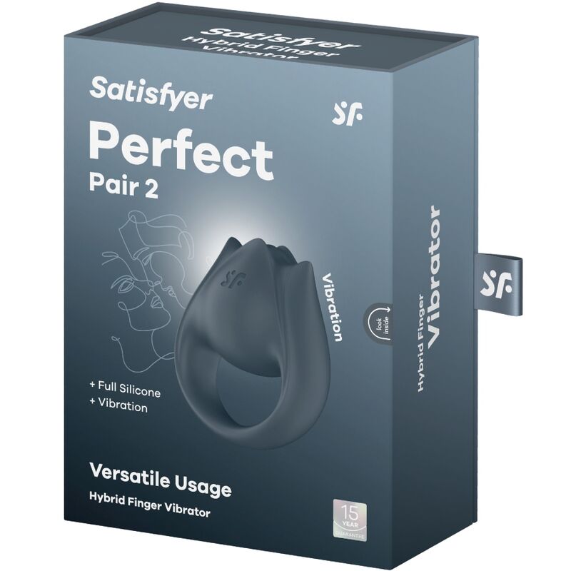 Satisfyer - Perfect Paar 2 Multivibrator 2 in 1 Cock Ring & Vinger Stimulator Grijs