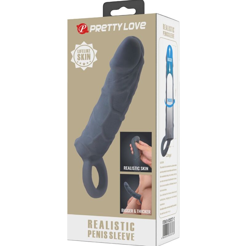 PRETTY LOVE - Realistic Skin Penis Sleeve Dark Grey
