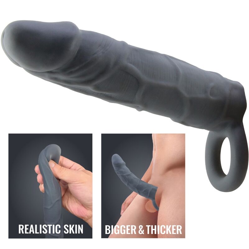 PRETTY LOVE - Realistic Skin Penis Sleeve Dark Grey