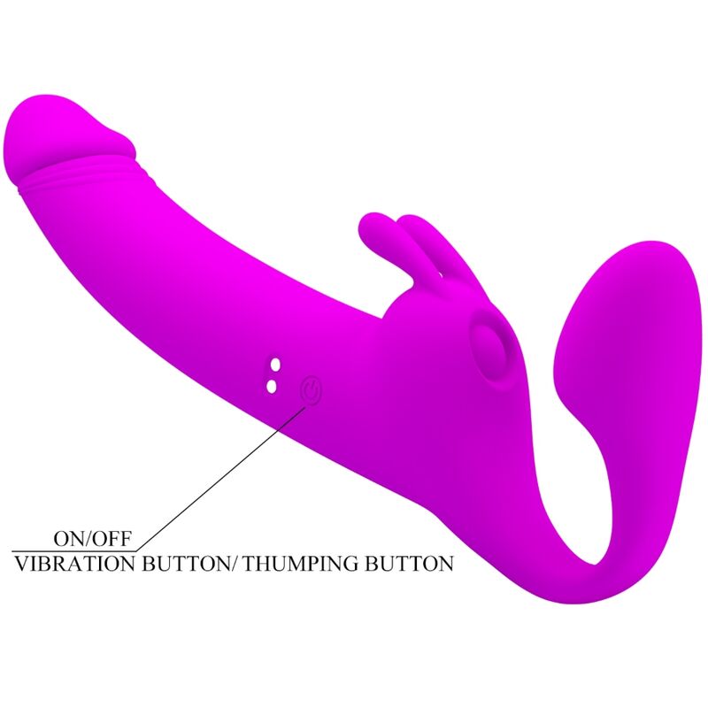 PRETTY LOVE - Zanini Strapless Strap-On 10 Vibrations Paars