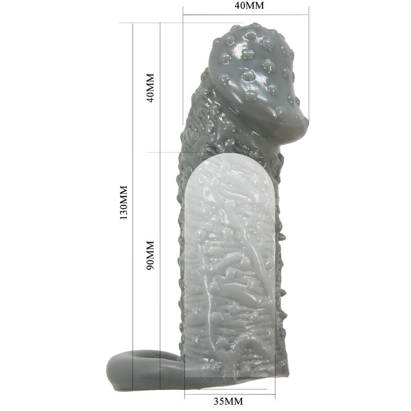 PRETTY LOVE - Realistic Penis Enlarger And Delay Sleeve Model 2 Grey
