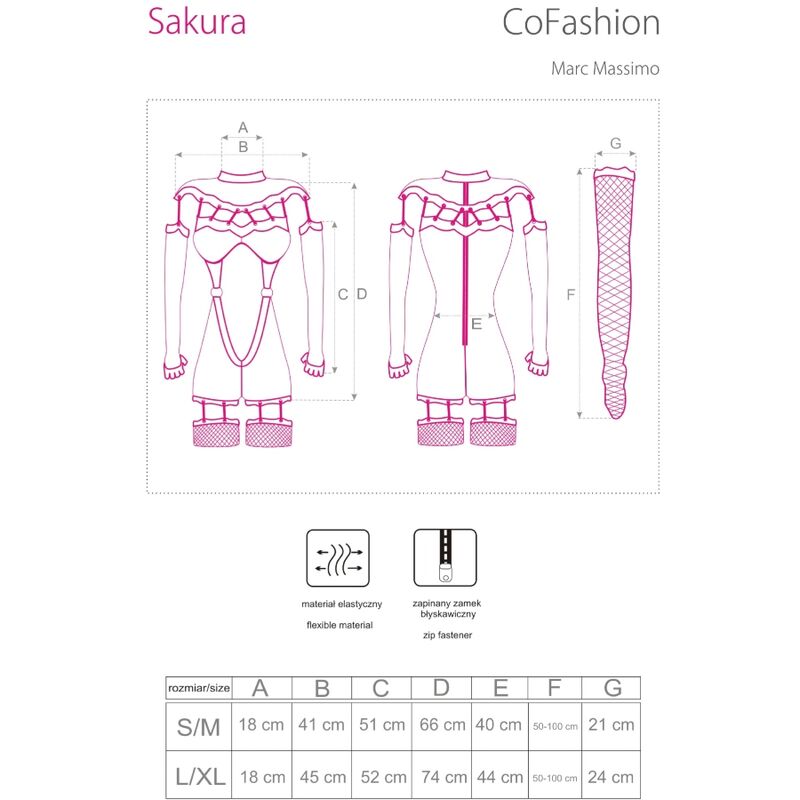 LIVCO CORSETTI FASHION - Sakura Cf 90357 Jumpsuit + Long Gloves + Garter Belt Zwart L/XL