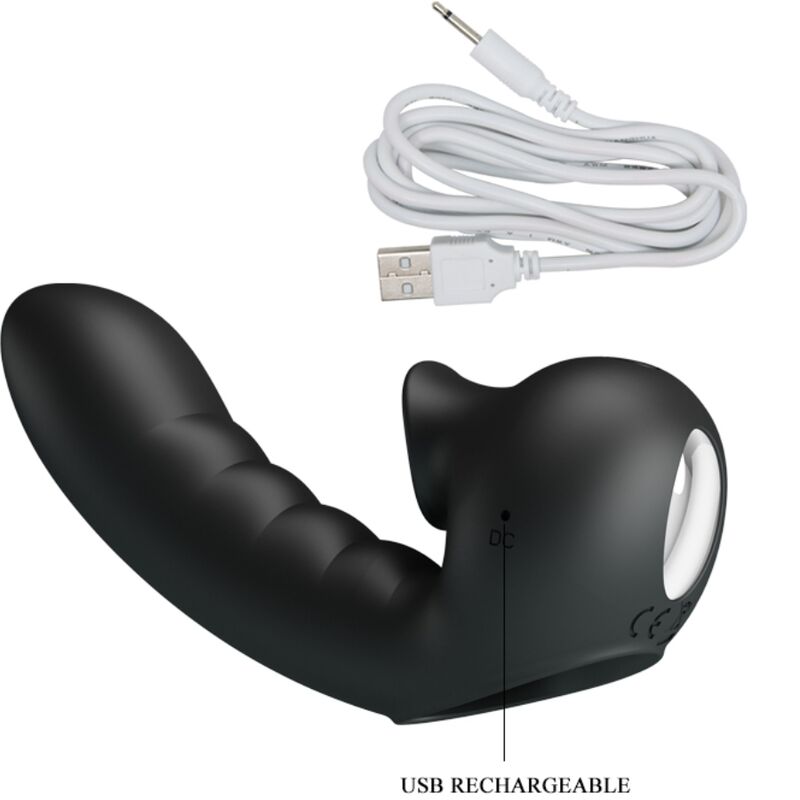 PRETTY LOVE - Hobgoblin Vibrating Finger Case 12 Vibrations + Clitoris Stimulator Black