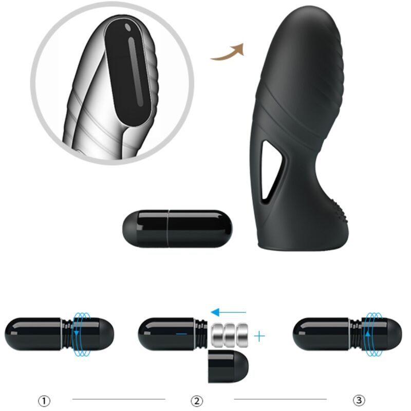 PRETTY LOVE - Alan Silicone Finger Vibrator Zwart