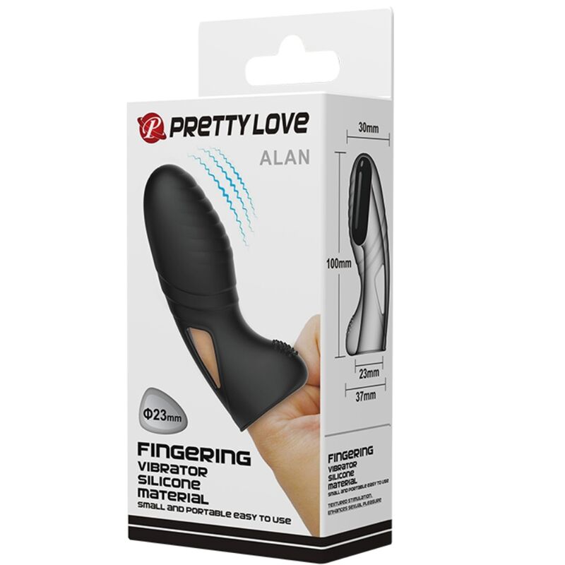 PRETTY LOVE - Alan Silicone Finger Vibrator Zwart