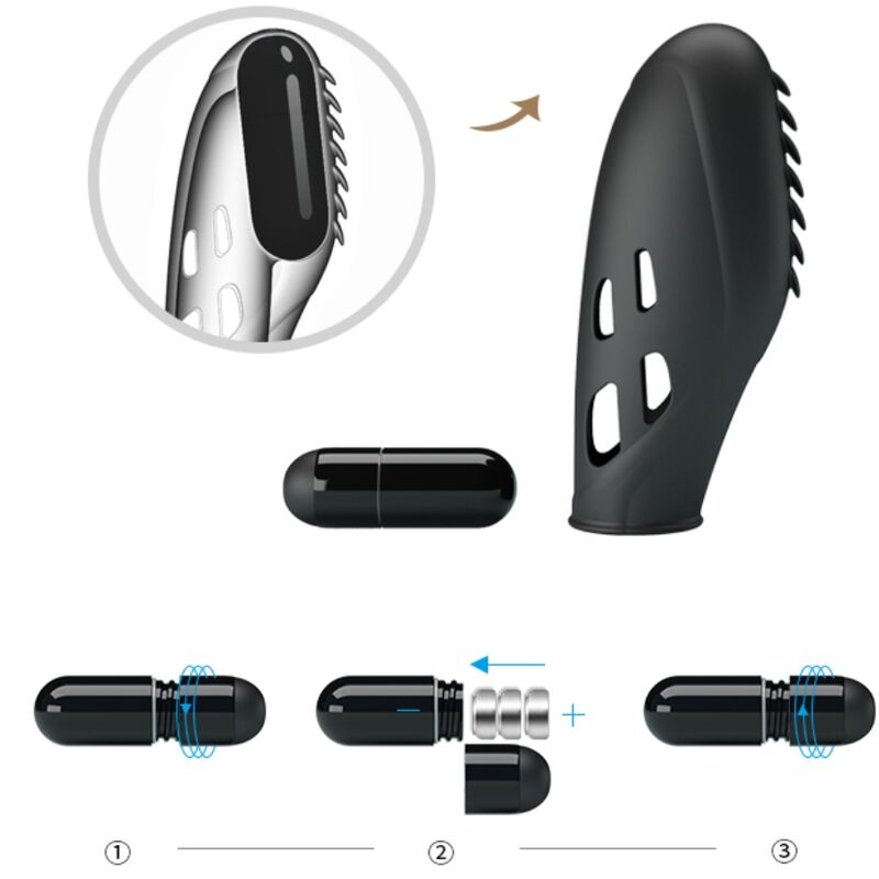 PRETTY LOVE - Gilo Silicone Finger Vibrator Zwart