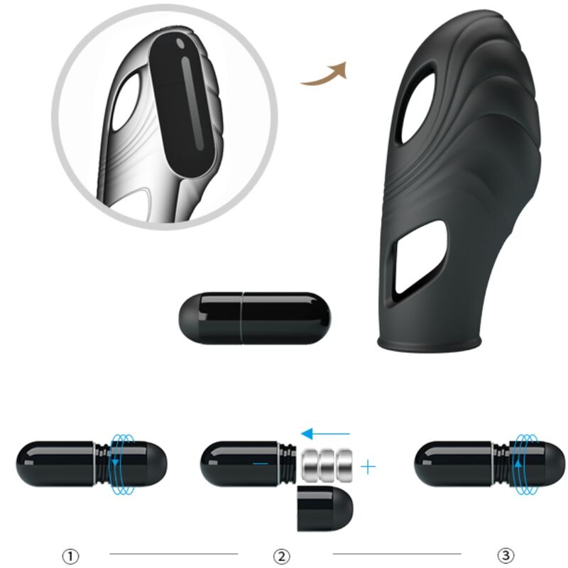 PRETTY LOVE - Lich Silicone Finger Vibrator Black